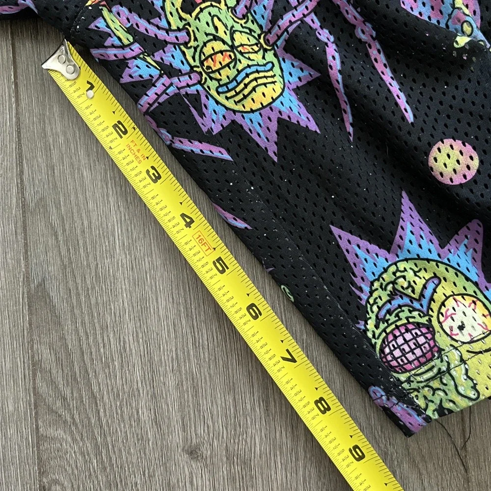 Puma X Rick & Morty Mesh Athletic Shorts Drawstring Mens XL Black Purple Green